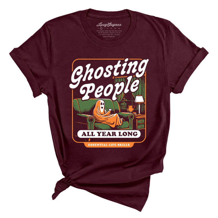 Ghosting People Graphic Tee - Maroon