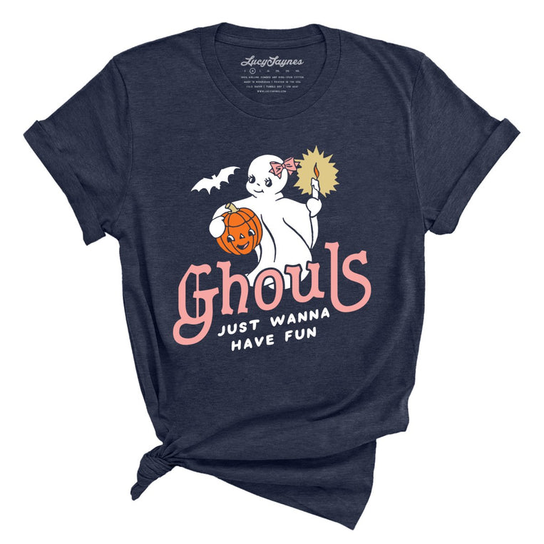 Ghouls Just Wanna Have Fun Graphic Tee - Heather Midnight Navy