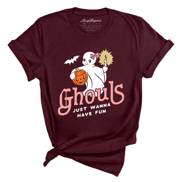 Ghouls Just Wanna Have Fun Graphic Tee - Maroon