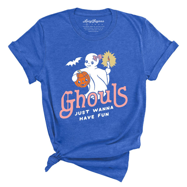 Ghouls Just Wanna Have Fun Graphic Tee - Heather True Royal