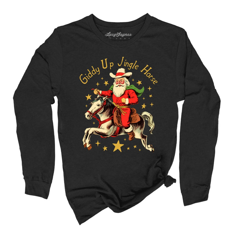 Giddy Up Jingle Horse Graphic Long Sleeve Tee