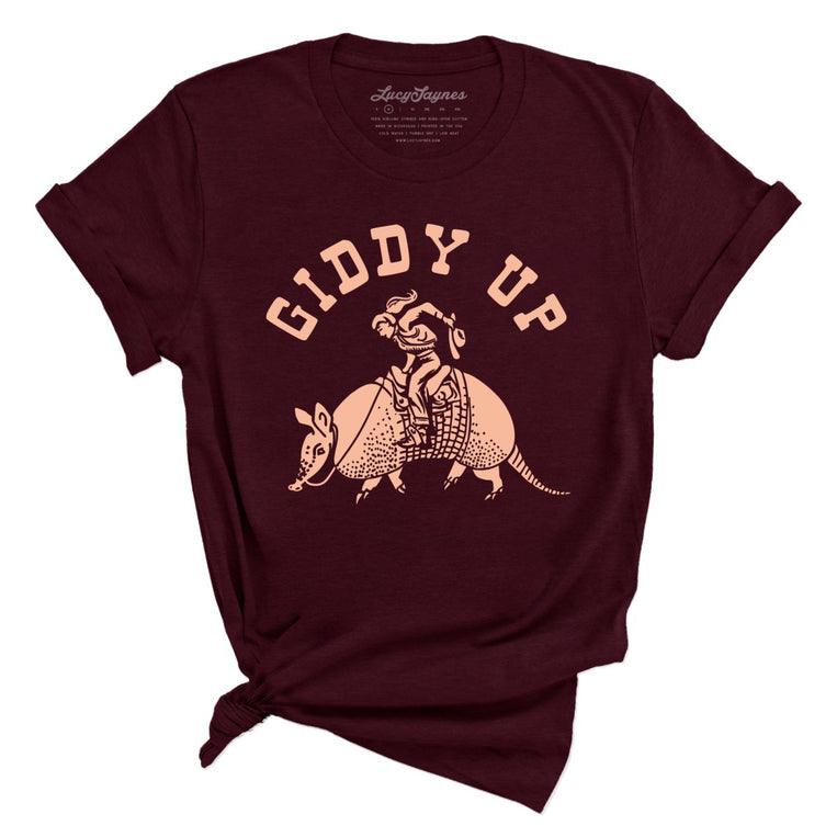 Giddy Up Graphic Tee - Heather Cardinal