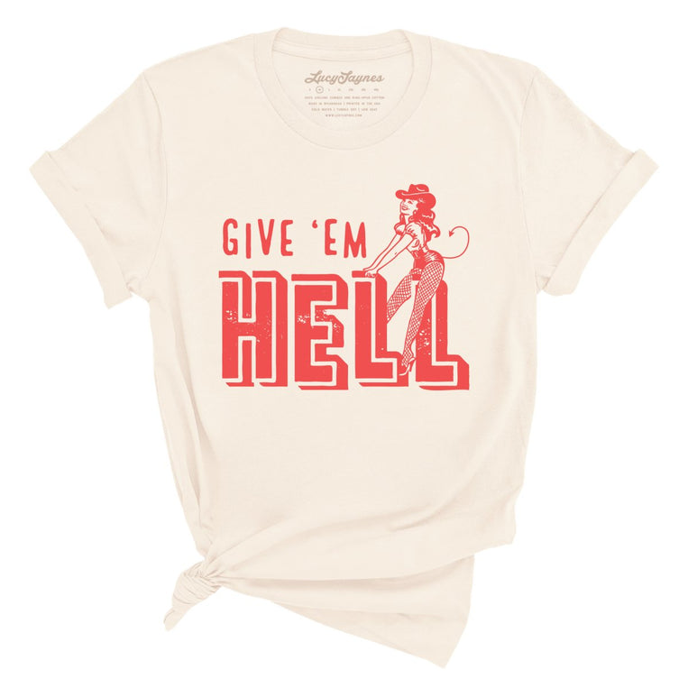Give 'em Hell Graphic Tee - Natural