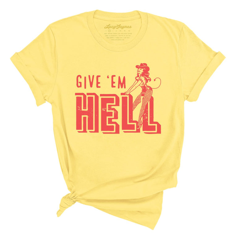 Give 'em Hell Graphic Tee - Yellow