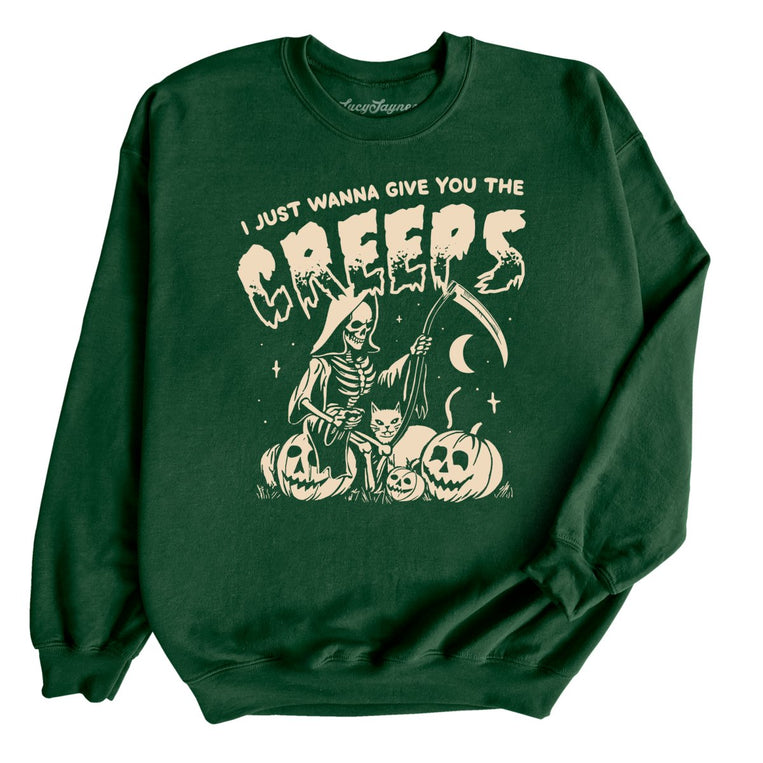 Give You The Creeps Graphic Sweatshirt - Forest