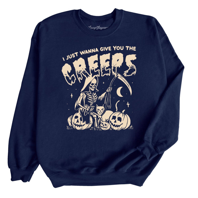 Give You The Creeps Graphic Sweatshirt - Navy