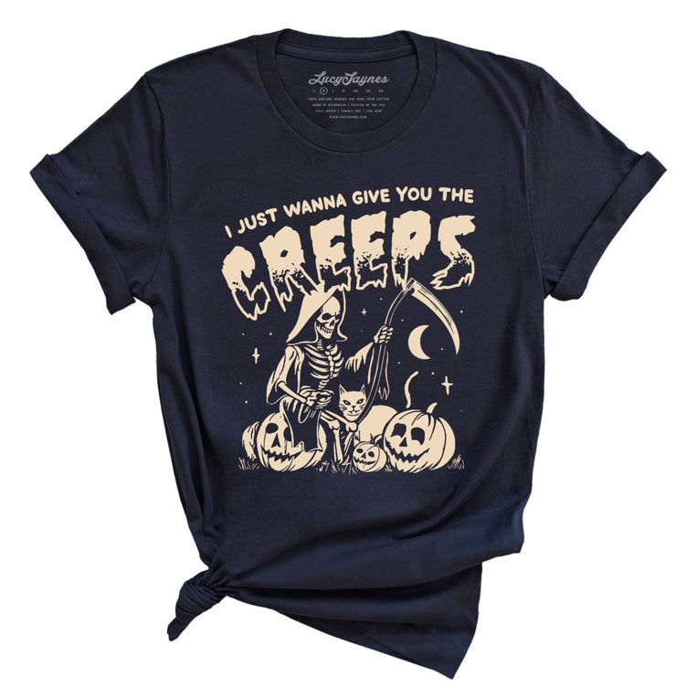 Give You The Creeps Graphic Tee - Navy