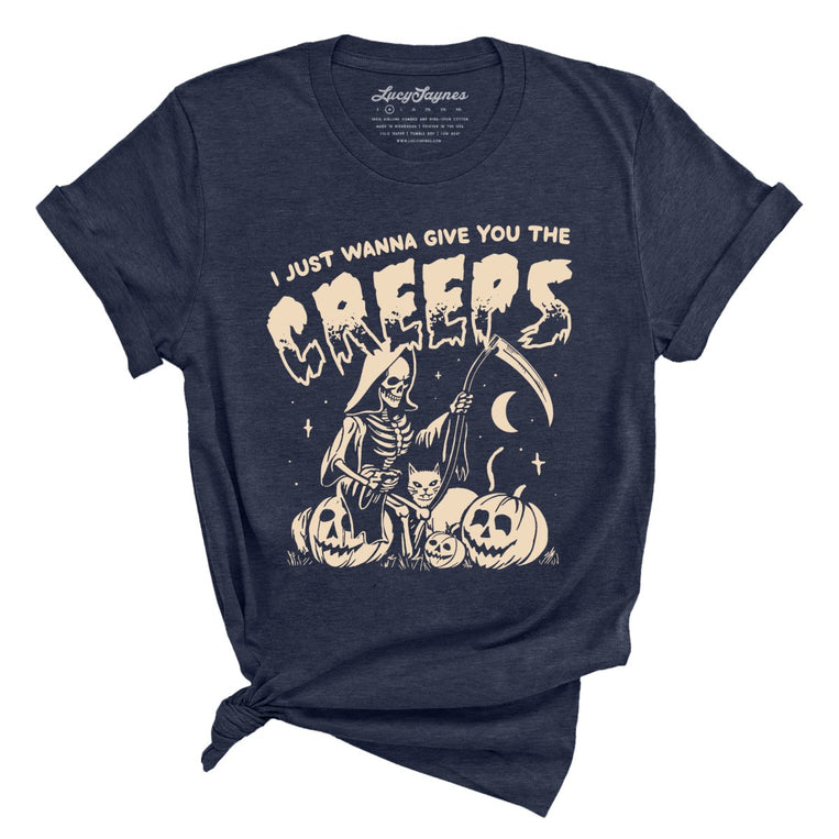 Give You The Creeps Graphic Tee - Heather Midnight Navy