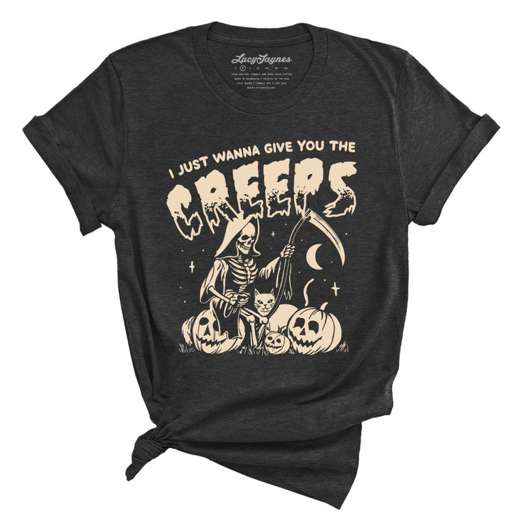 Give You The Creeps Graphic Tee - Dark Grey Heather