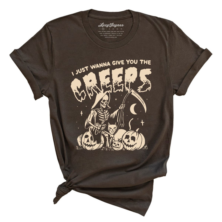 Give You The Creeps Graphic Tee - Brown