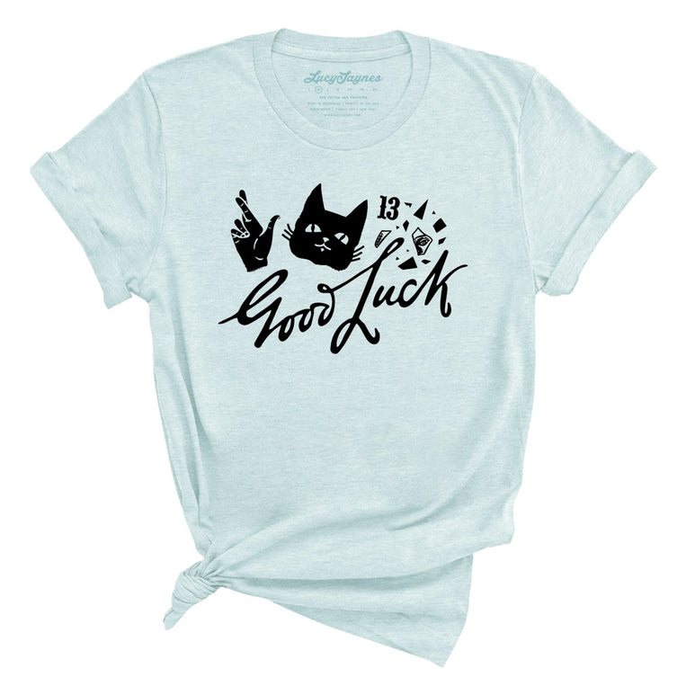 Good Luck Graphic Tee - Heather Ice Blue
