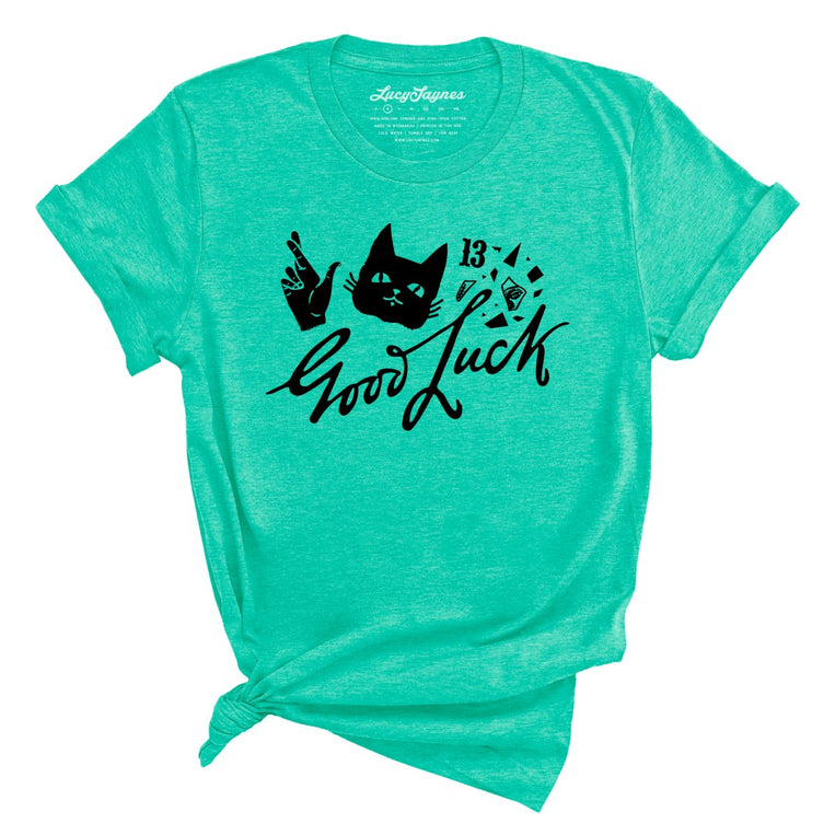Good Luck Graphic Tee - Heather Sea Green