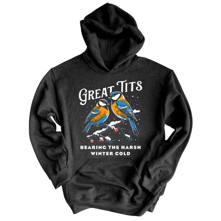 Great Tits Winter Cold Graphic Hoodie - Charcoal Heather