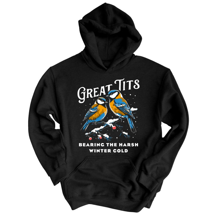Great Tits Winter Cold Graphic Hoodie - Black