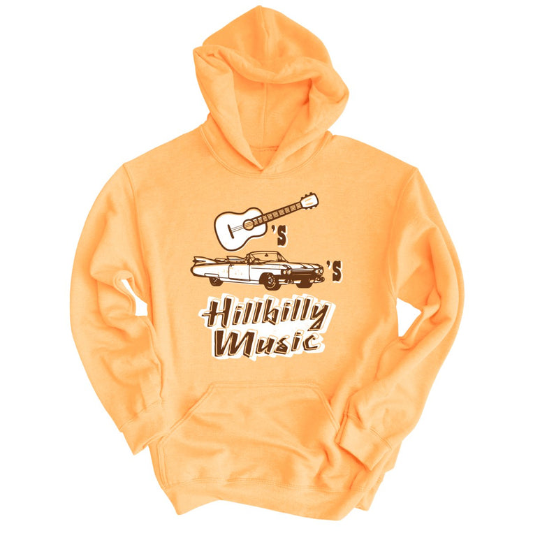 Guitars Cadillacs Hillbilly Music Graphic Hoodie - Peach