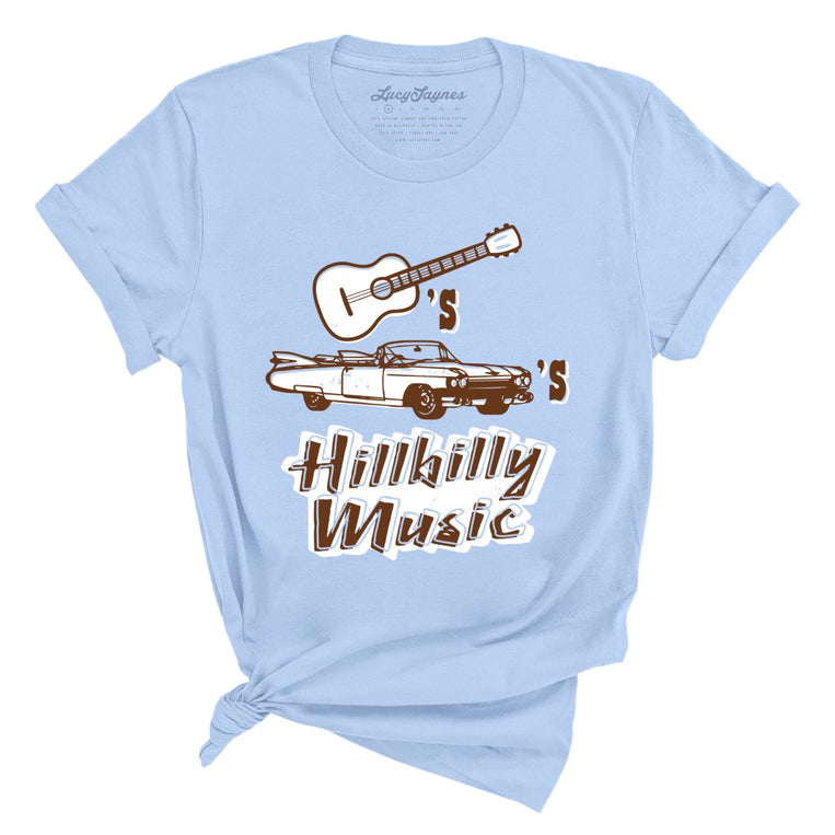 Guitars Cadillacs Hillbilly Music Graphic Tee - Light Blue