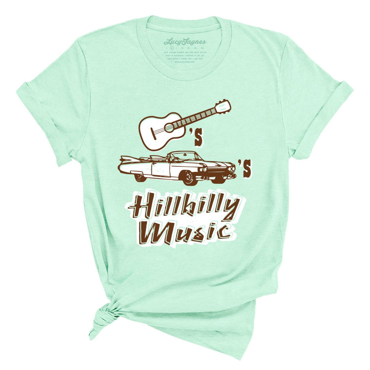 Guitars Cadillacs Hillbilly Music Graphic Tee - Heather Mint