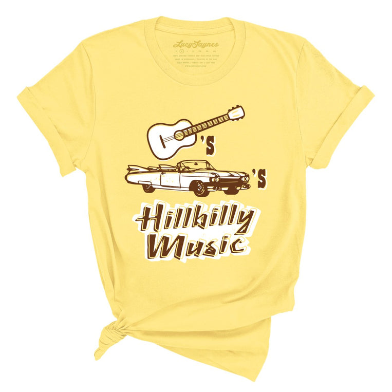Guitars Cadillacs Hillbilly Music Graphic Tee - Yellow