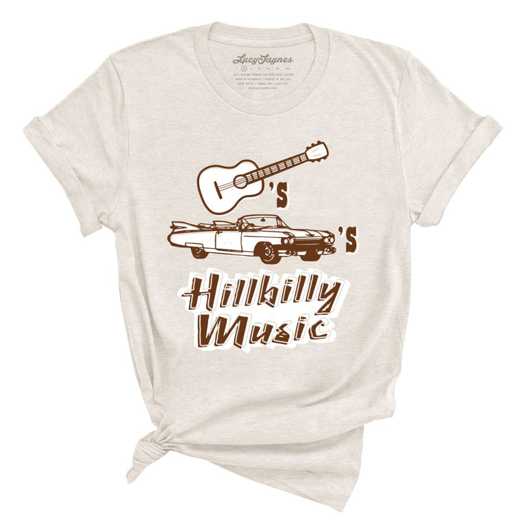 Guitars Cadillacs Hillbilly Music Graphic Tee - Heather Dust
