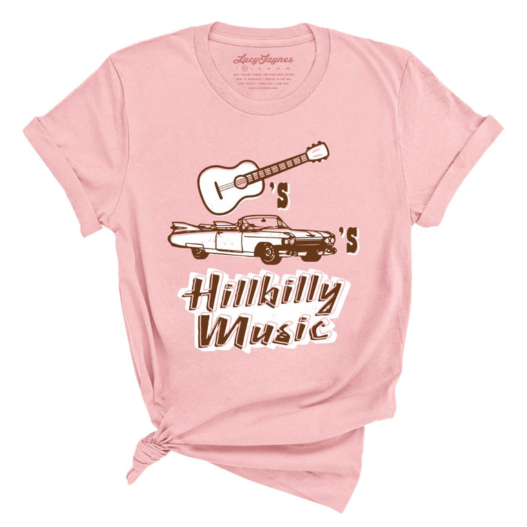 Guitars Cadillacs Hillbilly Music Graphic Tee - Pink