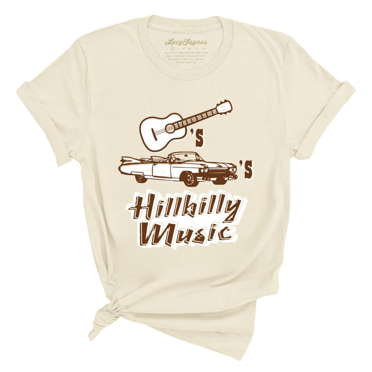 Guitars Cadillacs Hillbilly Music Graphic Tee - Soft Cream