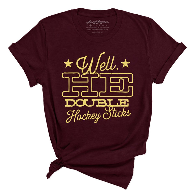 H E Double Hockey Sticks Graphic Tee - Heather Cardinal