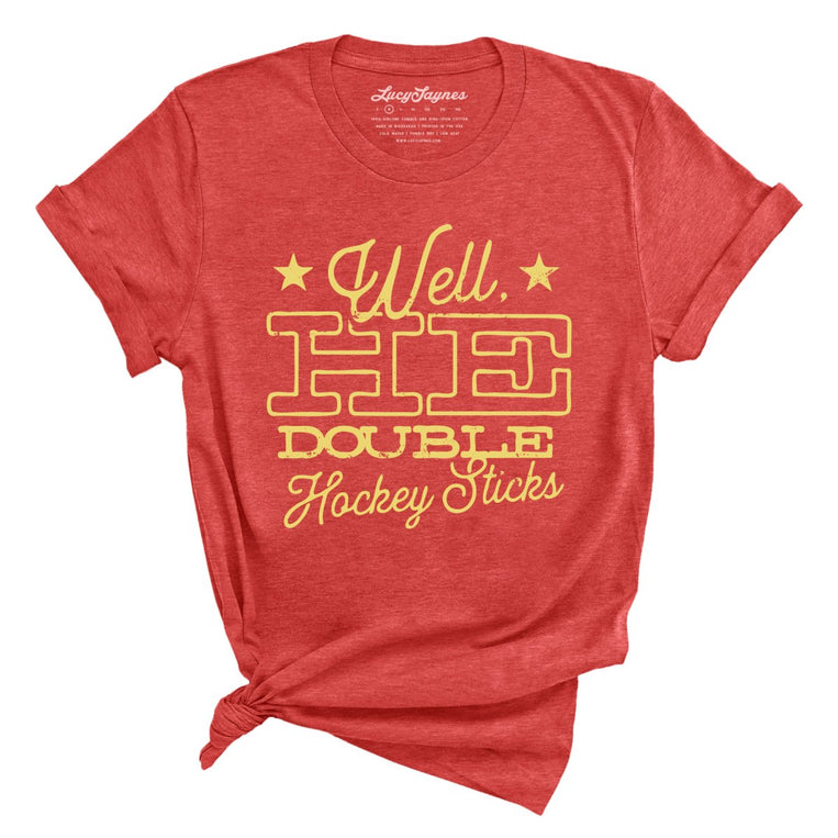 H E Double Hockey Sticks Graphic Tee - Heather Red