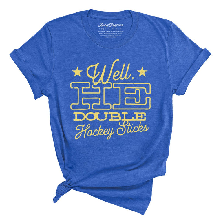 H E Double Hockey Sticks Graphic Tee - Heather True Royal