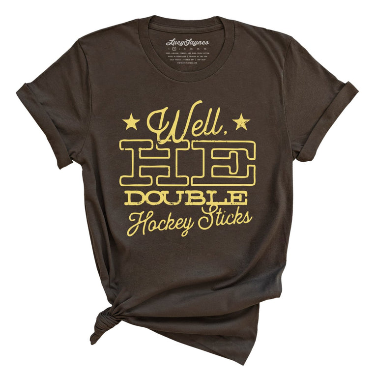 H E Double Hockey Sticks Graphic Tee - Brown