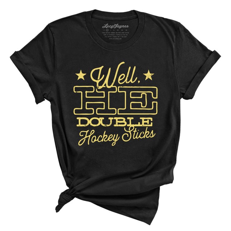 H E Double Hockey Sticks Graphic Tee - Black