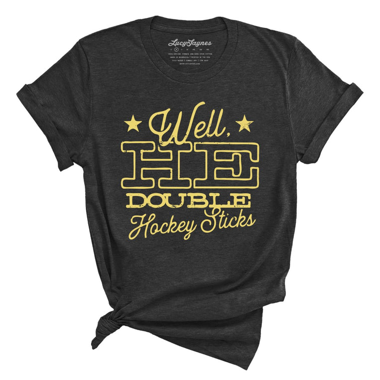 H E Double Hockey Sticks Graphic Tee - Dark Grey Heather