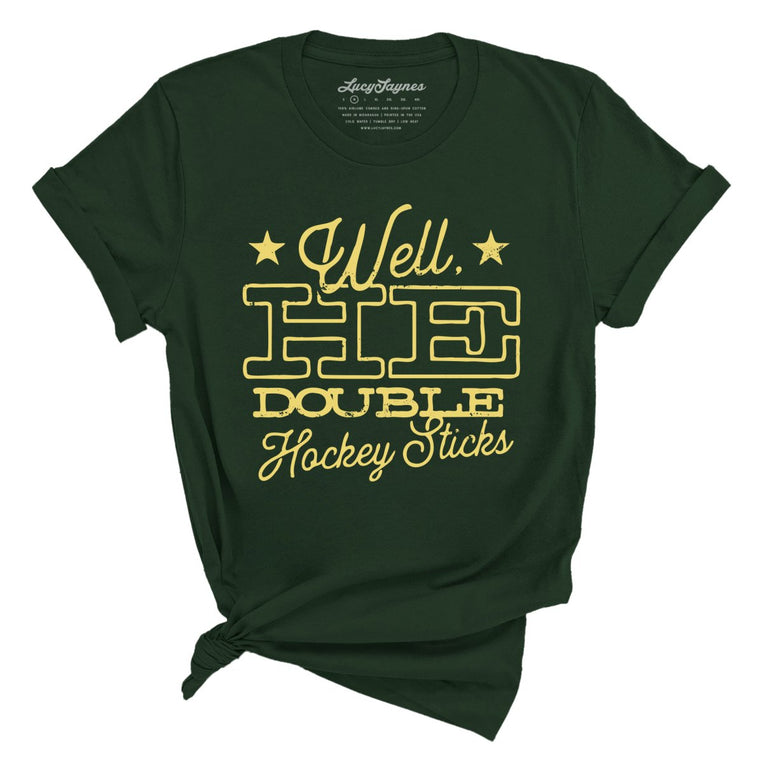 H E Double Hockey Sticks Graphic Tee - Forest