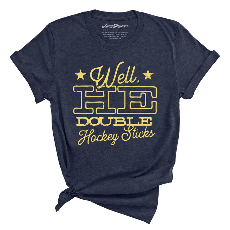 H E Double Hockey Sticks Graphic Tee - Heather Midnight Navy