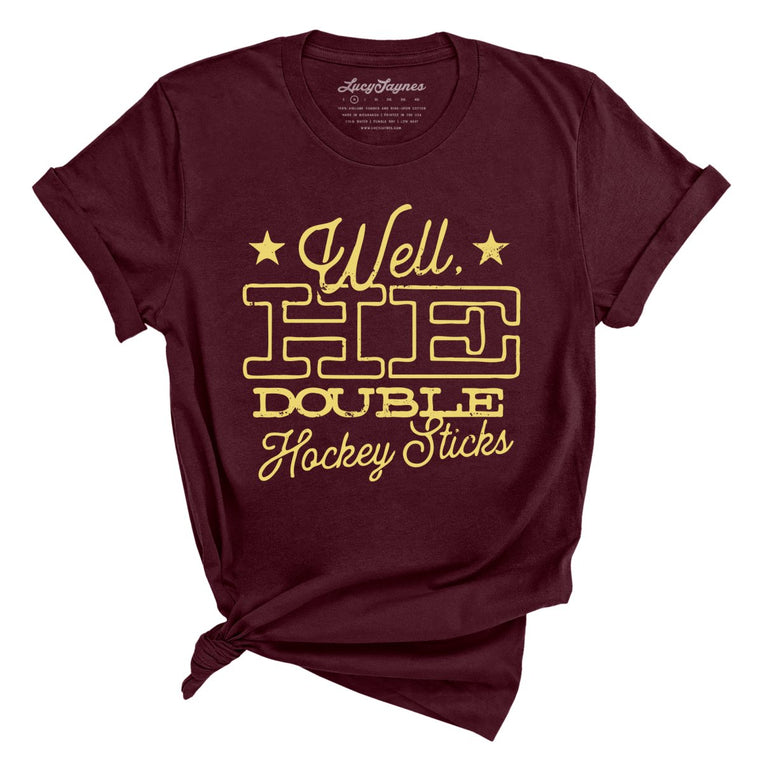 H E Double Hockey Sticks Graphic Tee - Maroon