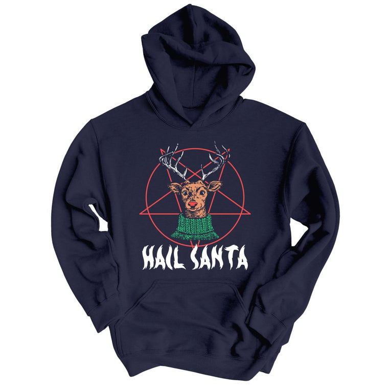 Hail Santa Graphic Hoodie - Classic Navy