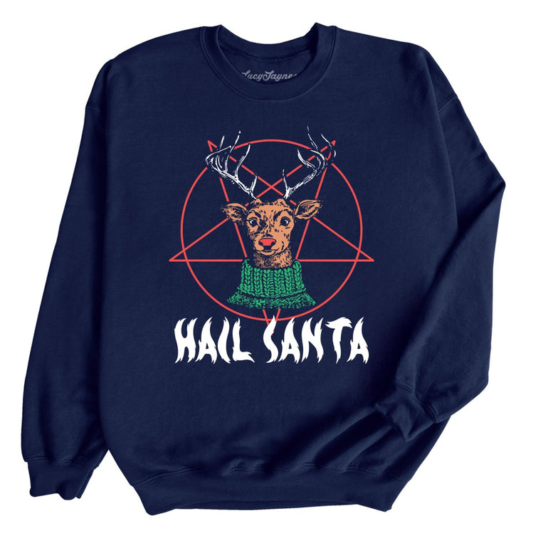 Hail Santa Graphic Sweatshirt - Navy
