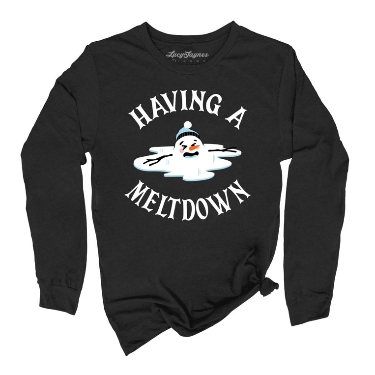 Having A Meltdown Graphic Long Sleeve Tee - Black