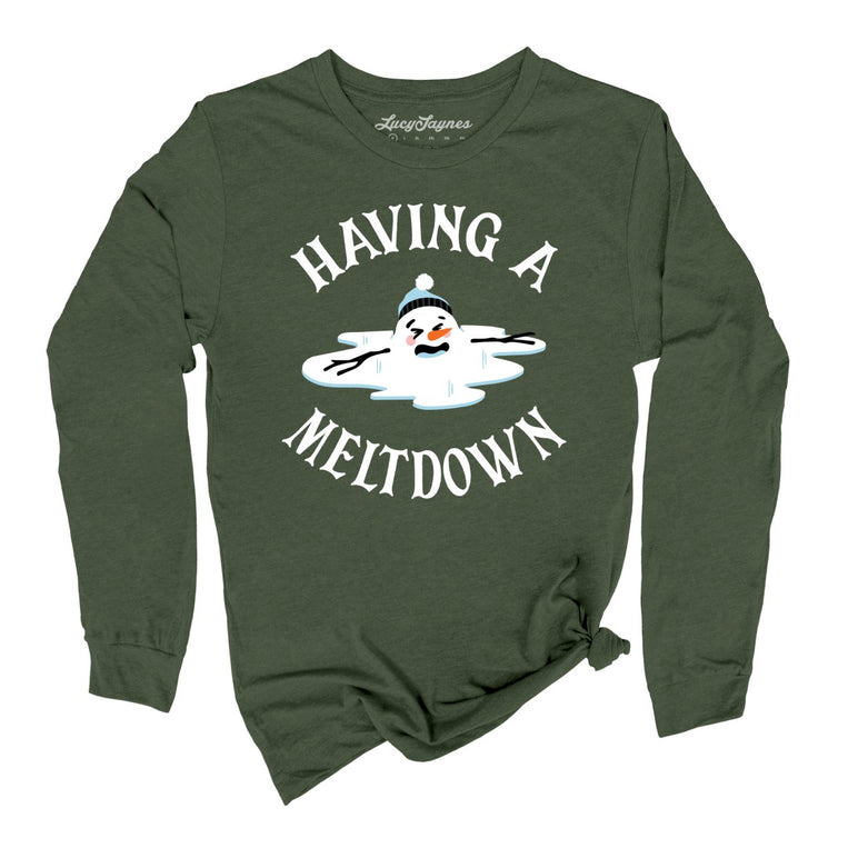 Having A Meltdown Graphic Long Sleeve Tee - Military Green