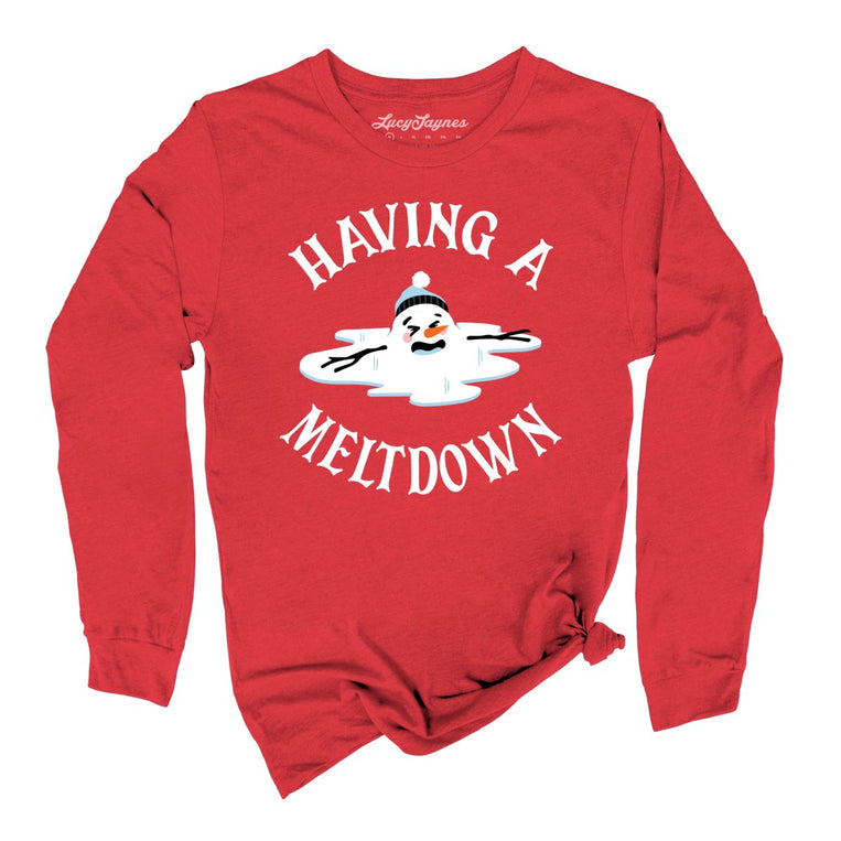 Having A Meltdown Graphic Long Sleeve Tee - Red