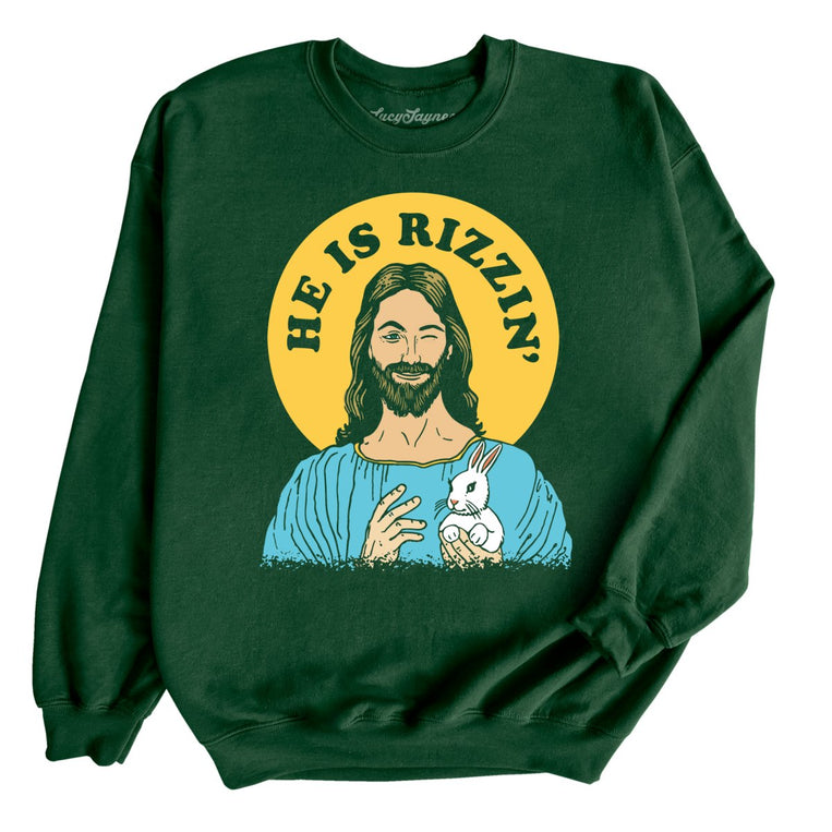 He Is Rizzin' Graphic Sweatshirt - Forest