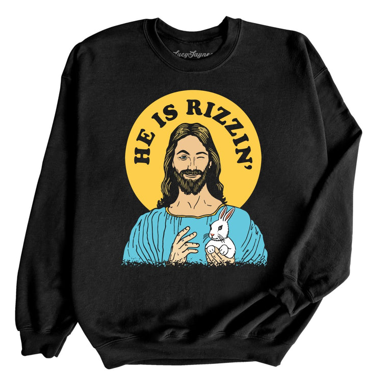 He Is Rizzin' Graphic Sweatshirt - Black