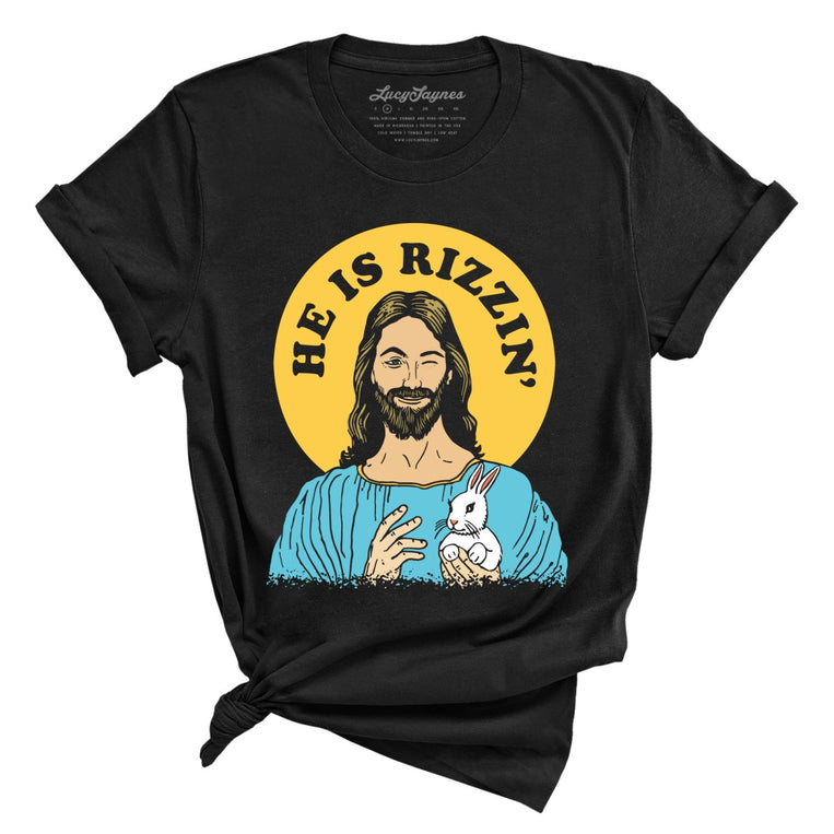 He Is Rizzin' Graphic Tee - Black