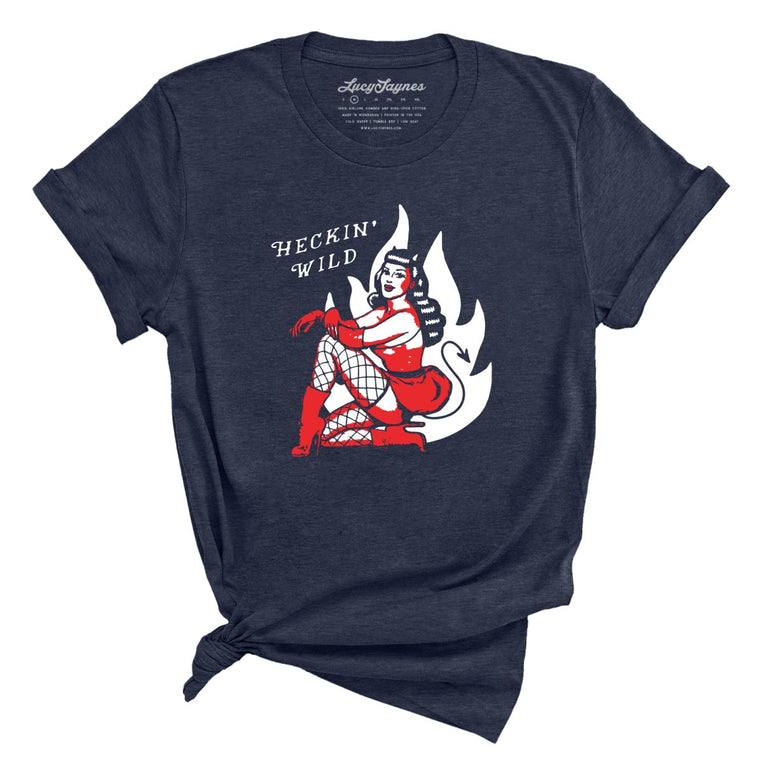 Heckin Wild Graphic Tee - Heather Midnight Navy
