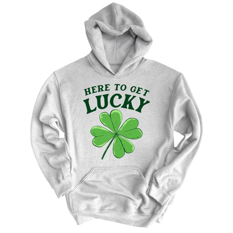Here To Get Lucky Graphic Hoodie - Grey Heather