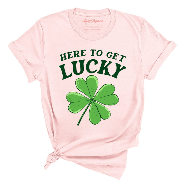 Here To Get Lucky Graphic Tee - Soft Pink