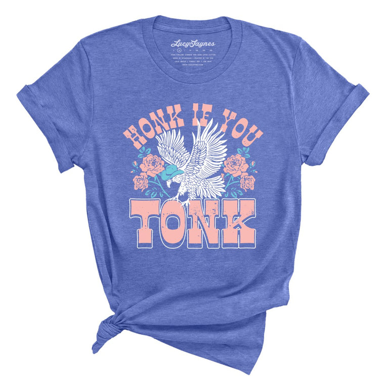 Honk if You Tonk Graphic Tee - Heather Columbia Blue
