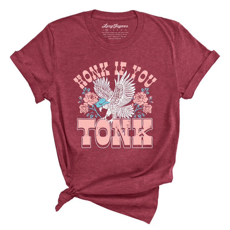 Honk if You Tonk Graphic Tee - Heather Raspberry