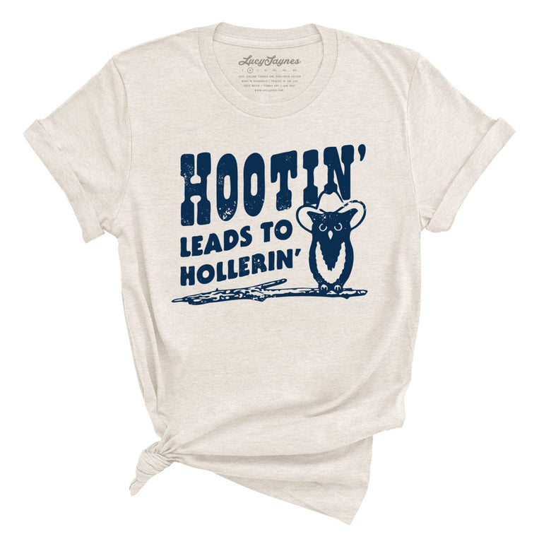 Hootin' Leads to Hollerin' Graphic Tee - Heather Dust