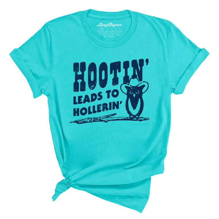 Hootin' Leads to Hollerin' Graphic Tee - Turquoise