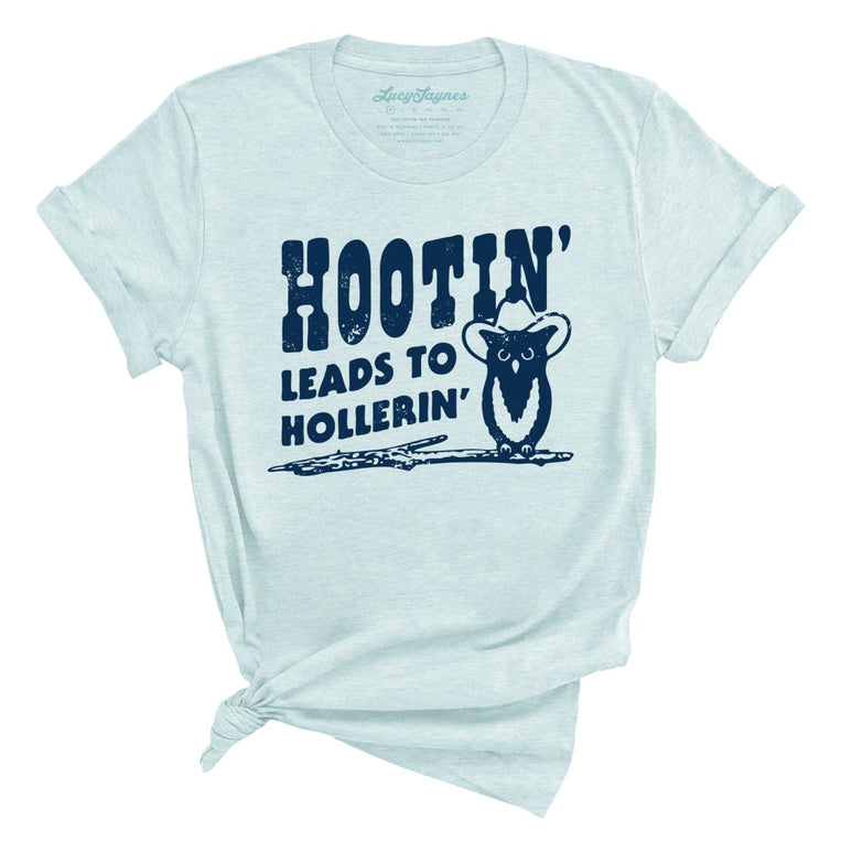 Hootin' Leads to Hollerin' Graphic Tee - Heather Ice Blue